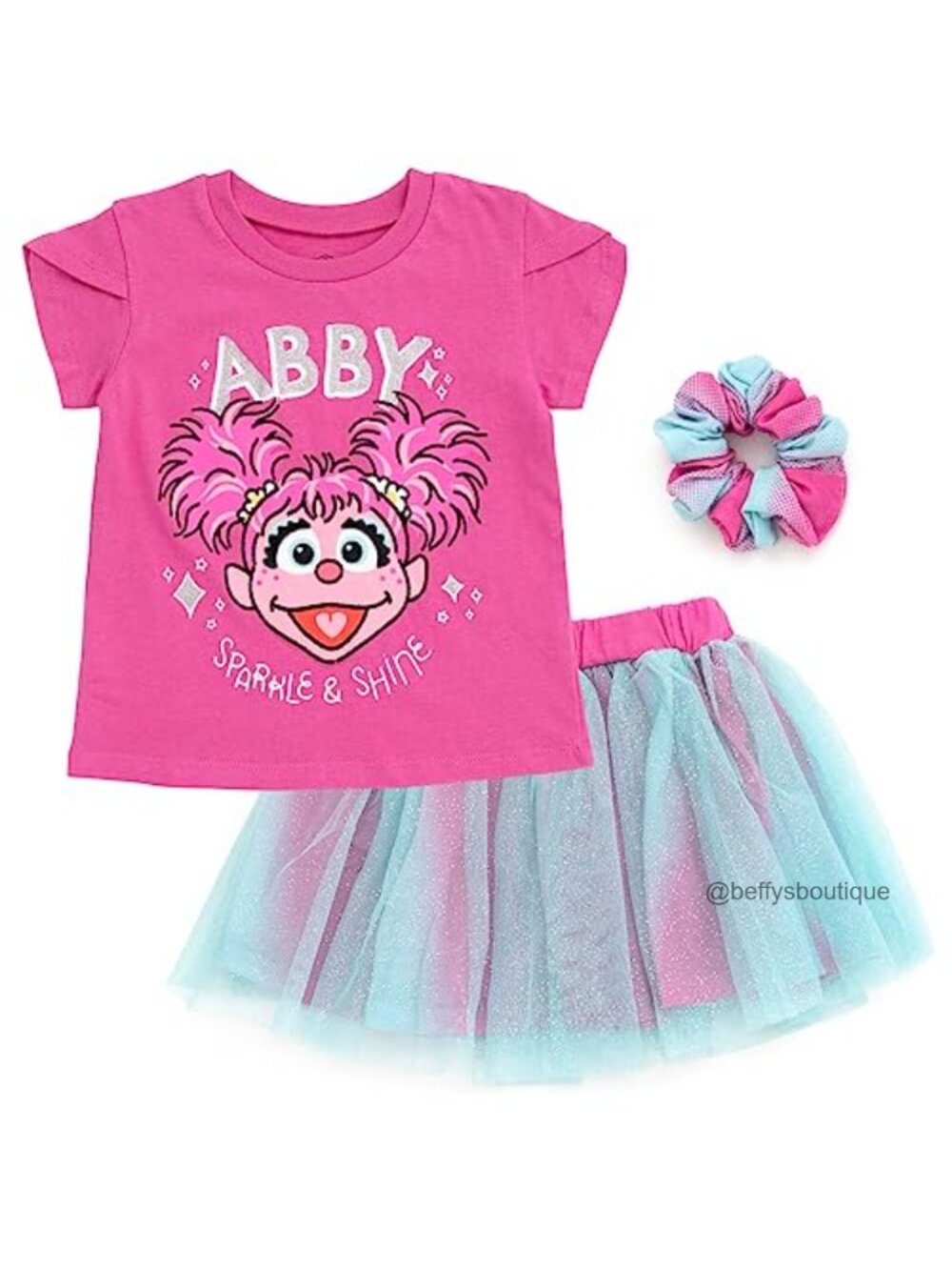 Girls 3-Piece Skirt Set with Tee, Tulle Skirt, Scrunchie, Toddler Sizes